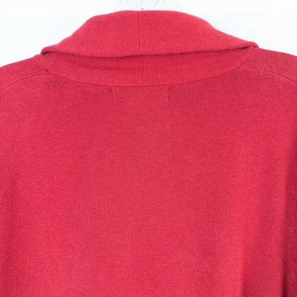 Eddie Bauer Cotton Cashmere Two Button Cardigan Womens Petite Large Red Holiday - Picture 10 of 15